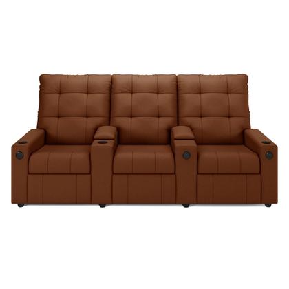 Imagem de Poltrona do Papai Reclinável Sala de Cinema Movie 3 Lugares Manual Baú USB Veludo Terracota