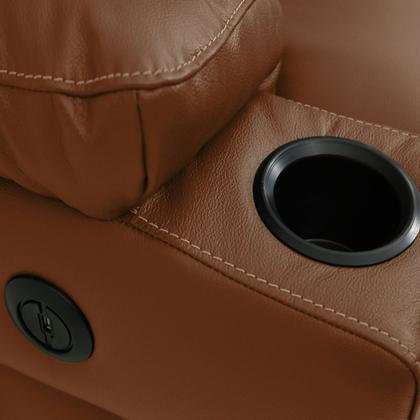 Imagem de Poltrona do Papai Sala de Cinema Mia Reclinável Retrátil Power Elétrico Base Fixa Couro Conhaque Brilho G40 - Gran Belo