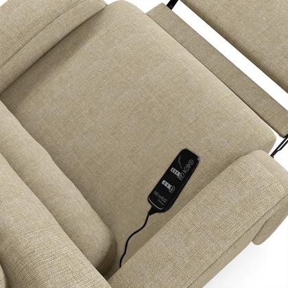 Imagem de Poltrona do Papai Sala de Cinema Reclinável Kylie Power Elétrica Massagem USB Linho Bege G23
