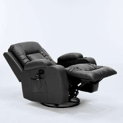 Poltrona do Papai Sala de Estar Giratória Reclinável Manual Austin Aquecimento Massagem PU Preta G94 - Gran Belo Imagem de Poltrona do Papai Sala de Estar Giratória Reclinável Manual Austin Aquecimento Massagem PU Preta G94 - Gran Belo