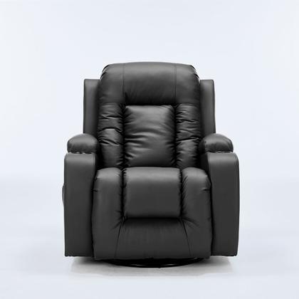 Poltrona do Papai Sala de Estar Giratória Reclinável Manual Austin Aquecimento Massagem PU Preta G94 - Gran Belo Imagem de Poltrona do Papai Sala de Estar Giratória Reclinável Manual Austin Aquecimento Massagem PU Preta G94 - Gran Belo