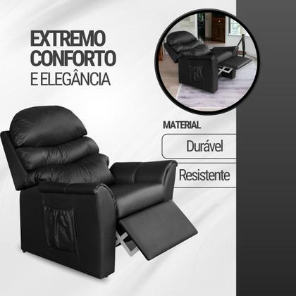 Poltrona do Papai/Vovô Reclinavel Ayla TOP SOFAS em material sintético Preto - Art Estofados Imagem de Poltrona do Papai/Vovô Reclinavel Ayla TOP SOFAS em material sintético Preto