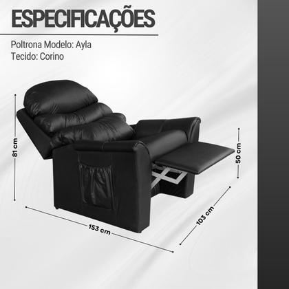Poltrona do Papai/Vovô Reclinavel Ayla TOP SOFAS em material sintético Preto - Art Estofados Imagem de Poltrona do Papai/Vovô Reclinavel Ayla TOP SOFAS em material sintético Preto