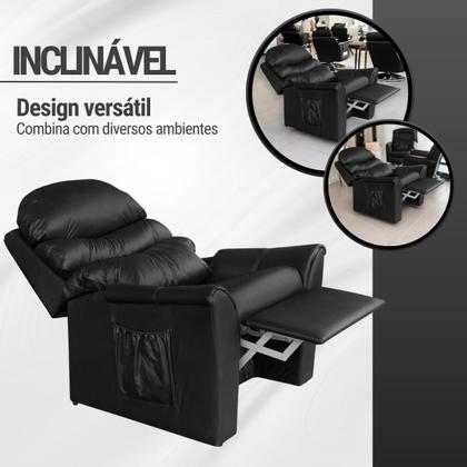 Poltrona do Papai/Vovô Reclinavel Ayla TOP SOFAS em material sintético Preto - Art Estofados Imagem de Poltrona do Papai/Vovô Reclinavel Ayla TOP SOFAS em material sintético Preto