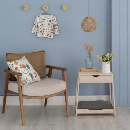 Imagem de Poltrona Dunas Encosto Tela Algodão Bege e Amêndoa