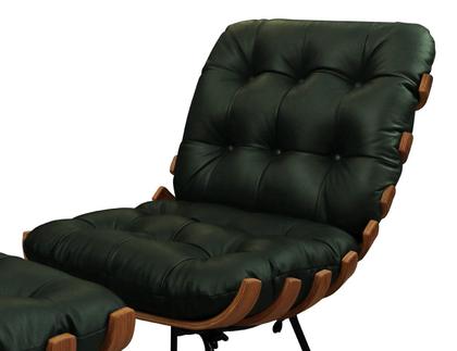 Imagem de Poltrona e Puff de Couro Costela - Green Bicolor - Mempra