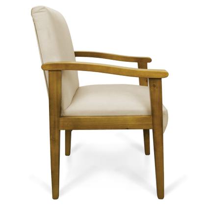 Imagem de Poltrona Eloisa Suede Bege Base de Madeira Castanho