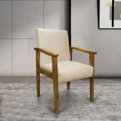 Imagem de Poltrona Eloisa Suede Bege Base de Madeira Castanho