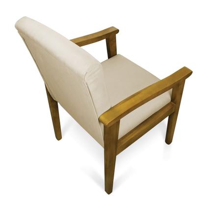 Imagem de Poltrona Eloisa Suede Bege Base de Madeira Castanho