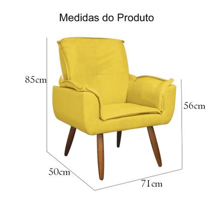 Imagem de Poltrona Estofada Decorativa Pés Palito Para Recepção Emília Plus Suede Amarelo - DL Decor