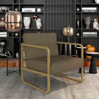 Imagem de Poltrona Estofada Dinamarca Estilo Industrial Dourado/capuccino - M.a