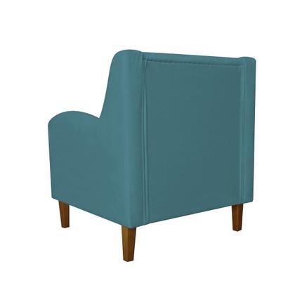Imagem de Poltrona Estofada Para Sala de Visitas Munique Suede Azul Turquesa  - LM DECOR