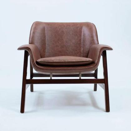 Imagem de Poltrona Frattini Base Mel em material ecológico ou Natural e Tecido Várias Cores - Datelli Design