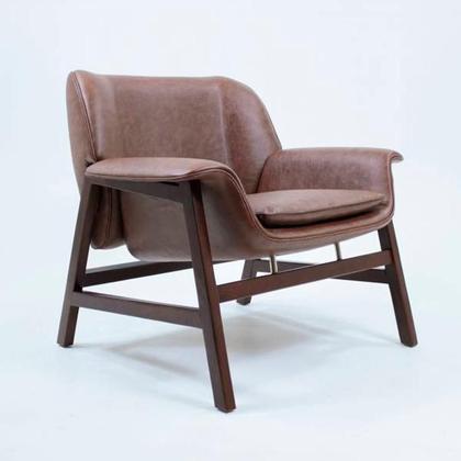 Imagem de Poltrona Frattini Base Mel em material ecológico ou Natural e Tecido Várias Cores - Datelli Design