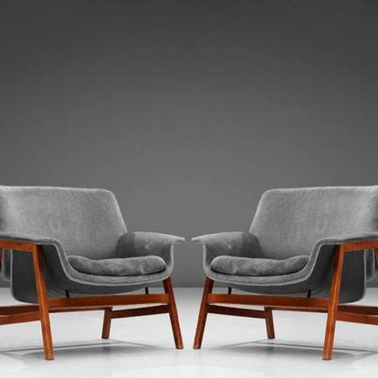 Imagem de Poltrona Frattini Base Mel em material ecológico ou Natural e Tecido Várias Cores - Datelli Design