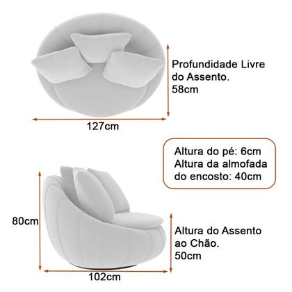 Imagem de Poltrona Giratória 127cm Golden Bouclé Off White - Sallar Home