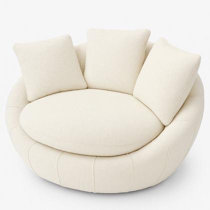 Imagem de Poltrona Giratória 127cm Golden Bouclé Off White - Sallar Home