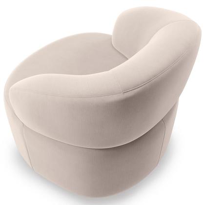 Imagem de Poltrona Giratória Orgânica Para Sala de Estar Living Helena L02 Suede Bege - Lyam Decor
