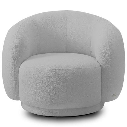 Imagem de Poltrona Giratória Orgânica Para Sala Living Elodie M05 Bouclê Cinza - Lyam Decor