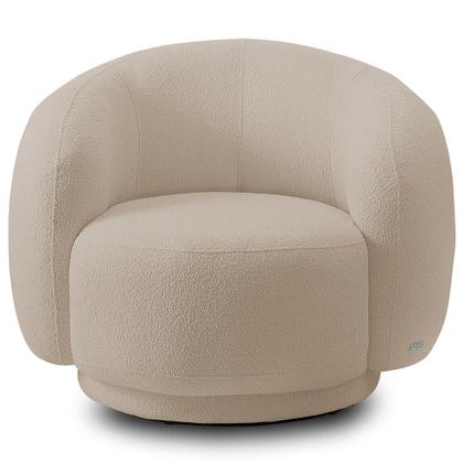 Imagem de Poltrona Giratória Orgânica Para Sala Living Elodie M05 Bouclê Creme - Lyam Decor