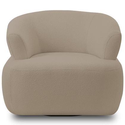 Imagem de Poltrona Giratória Orgânica Para Sala Living Florea M05 Bouclê Bege - Lyam Decor
