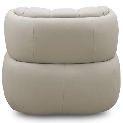 Imagem de Poltrona Giratória Orgânica Para Sala Living Oceane L06 Couro Cinza Claro - Lyam Decor