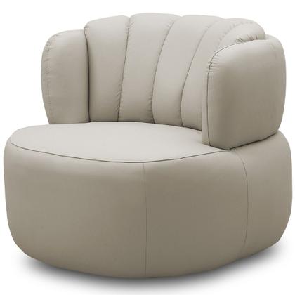 Imagem de Poltrona Giratória Orgânica Para Sala Living Oceane L06 Couro Cinza Claro - Lyam Decor