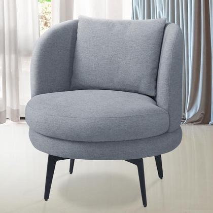 Imagem de Poltrona Giratória Orgânica Sala de Estar Living Dora T03 Linho Cinza - Lyam Decor
