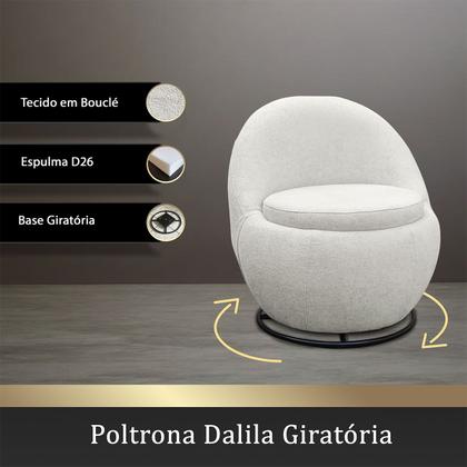 Imagem de Poltrona Giratória para Sala Orgânica Confortável e Reforçada Bouclé