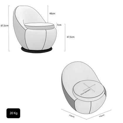 Imagem de Poltrona Giratória para Sala Orgânica Confortável e Reforçada Bouclé