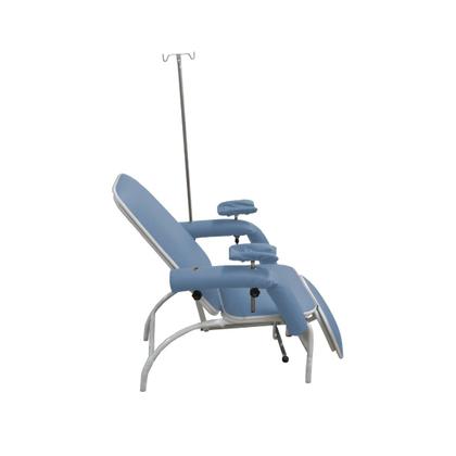 Poltrona Hospitalar Para Coleta e Hemodiálise Com Suporte de Soro Standard Azul Céu - Metal Solution Imagem de Poltrona Hospitalar Para Coleta e Hemodiálise Com Suporte de Soro Standard Azul Céu