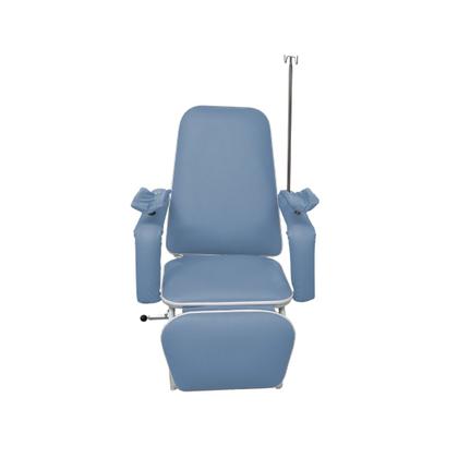 Poltrona Hospitalar Para Coleta e Hemodiálise Com Suporte de Soro Standard Azul Céu - Metal Solution Imagem de Poltrona Hospitalar Para Coleta e Hemodiálise Com Suporte de Soro Standard Azul Céu