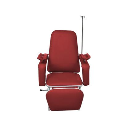 Imagem de Poltrona Hospitalar Para Coleta e Hemodiálise Com Suporte de Soro Standard Vermelha