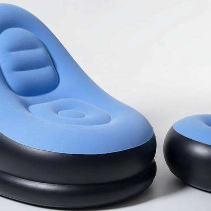 Imagem de Poltrona Inflavel Com Puff Conforto Inclui Bomba Azul Kehome