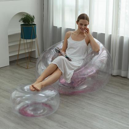 Imagem de Poltrona Inflável Lazy Lounge Glitter com Puff Vg Plus