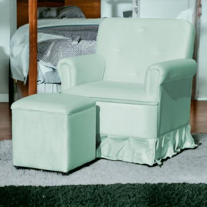 Imagem de Poltrona Laura Amamentação Balanço Mais Puff - Quarto Bebê Amamentação - Veludo - Estopar