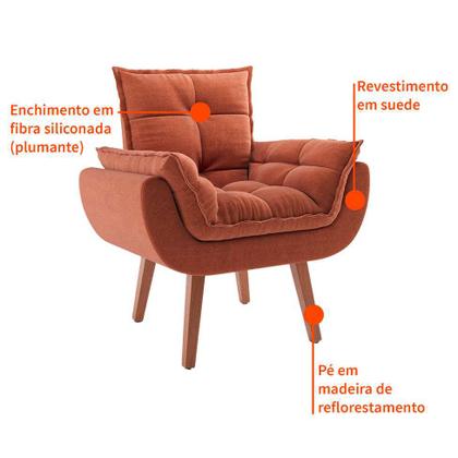 Poltrona Lidi Suede Terracota - Mobly Imagem de Poltrona Lidi Suede Terracota