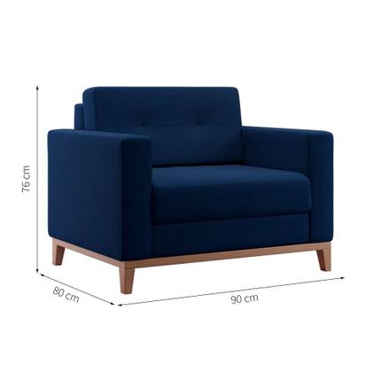 Poltrona Living Pés e Base em Madeira Linho Cotton Azul Marinho - Mobly Imagem de Poltrona Living Pés e Base em Madeira Linho Cotton Azul Marinho