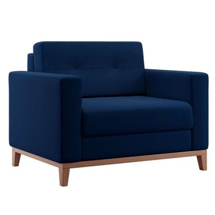 Poltrona Living Pés e Base em Madeira Linho Cotton Azul Marinho - Mobly Imagem de Poltrona Living Pés e Base em Madeira Linho Cotton Azul Marinho