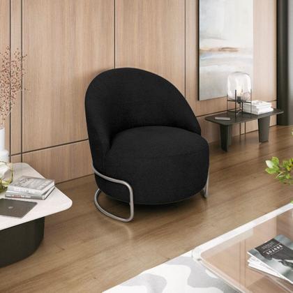 Imagem de Poltrona Luxo Decorativa Tulipa Linho Preto - Amarena Móveis