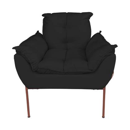 Imagem de Poltrona Moderna Base Cobre Suede Preto - Belliv Decor