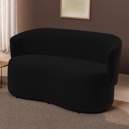 Imagem de Poltrona Namoradeira Aisha 02 Lugares Orgânica Suede Preto - Abmaza