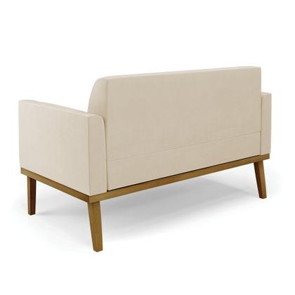 Imagem de Poltrona Namoradeira Decorativa Isabella Pés Fixo em Madeira Castanho Suede Bege G19 - Gran Belo