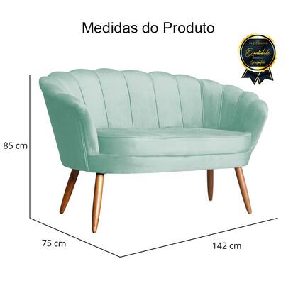 Imagem de Poltrona Namoradeira Pétala em Veludo - Pés de Madeira - Ds Estofados