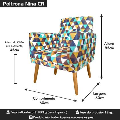 Imagem de Poltrona Nina para Atendimento Pés Madeira Rodapé Triangulo Verde