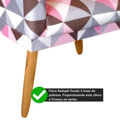 Imagem de Poltrona Nina para Recepção Pés Madeira Rodapé Triangulo Rosa - 2M Decor