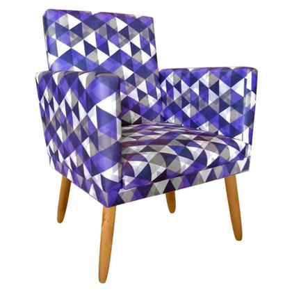 Imagem de Poltrona Nina para Recepção Pés Madeira Rodapé Triangulo Roxo - 2M Decor