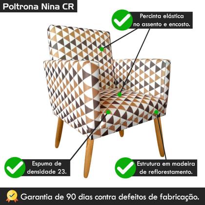 Imagem de Poltrona Nina para Sala de Jantar Rodapé Triangulo Marrom - 2M Decor