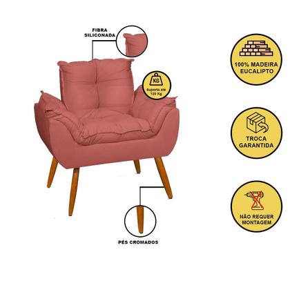 Imagem de Poltrona Opala Decorativa - Escritório - Recepção - Rosa