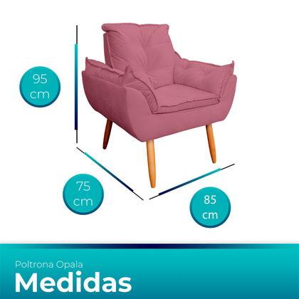 Imagem de Poltrona Opala para Sala e Quarto Suede Rose - LH Decor